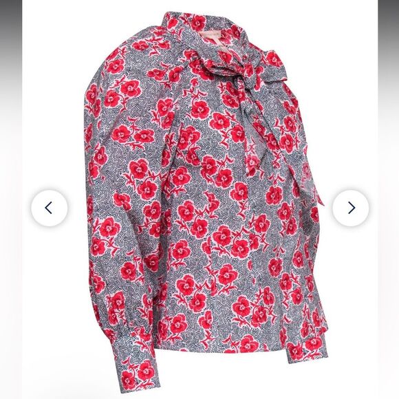 Rebecca Taylor Patterned Blouse Red Floral  2 - Picture 7 of 7